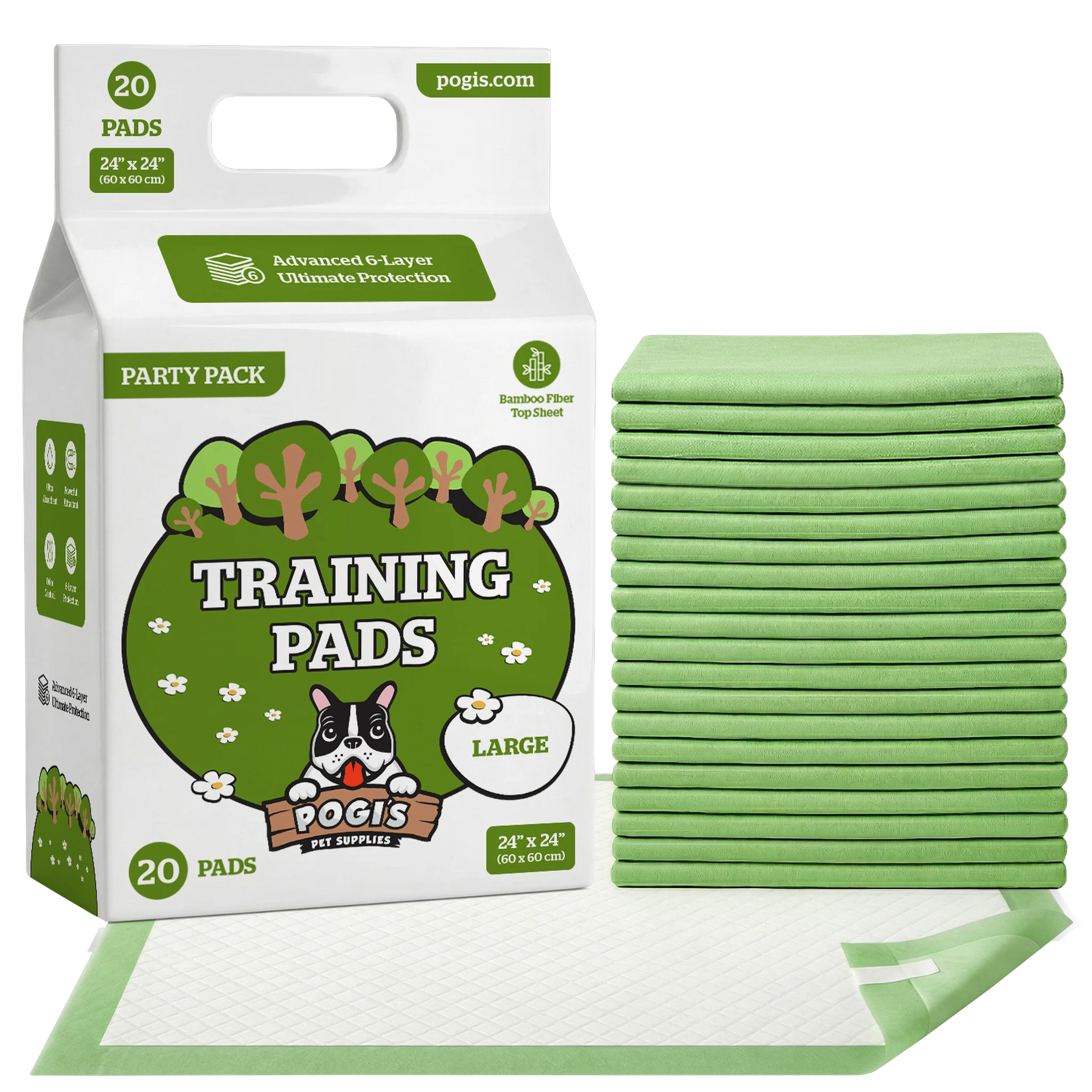 Pogi's Dog Training Pads, leak-proof puppy pee pads, 24x24