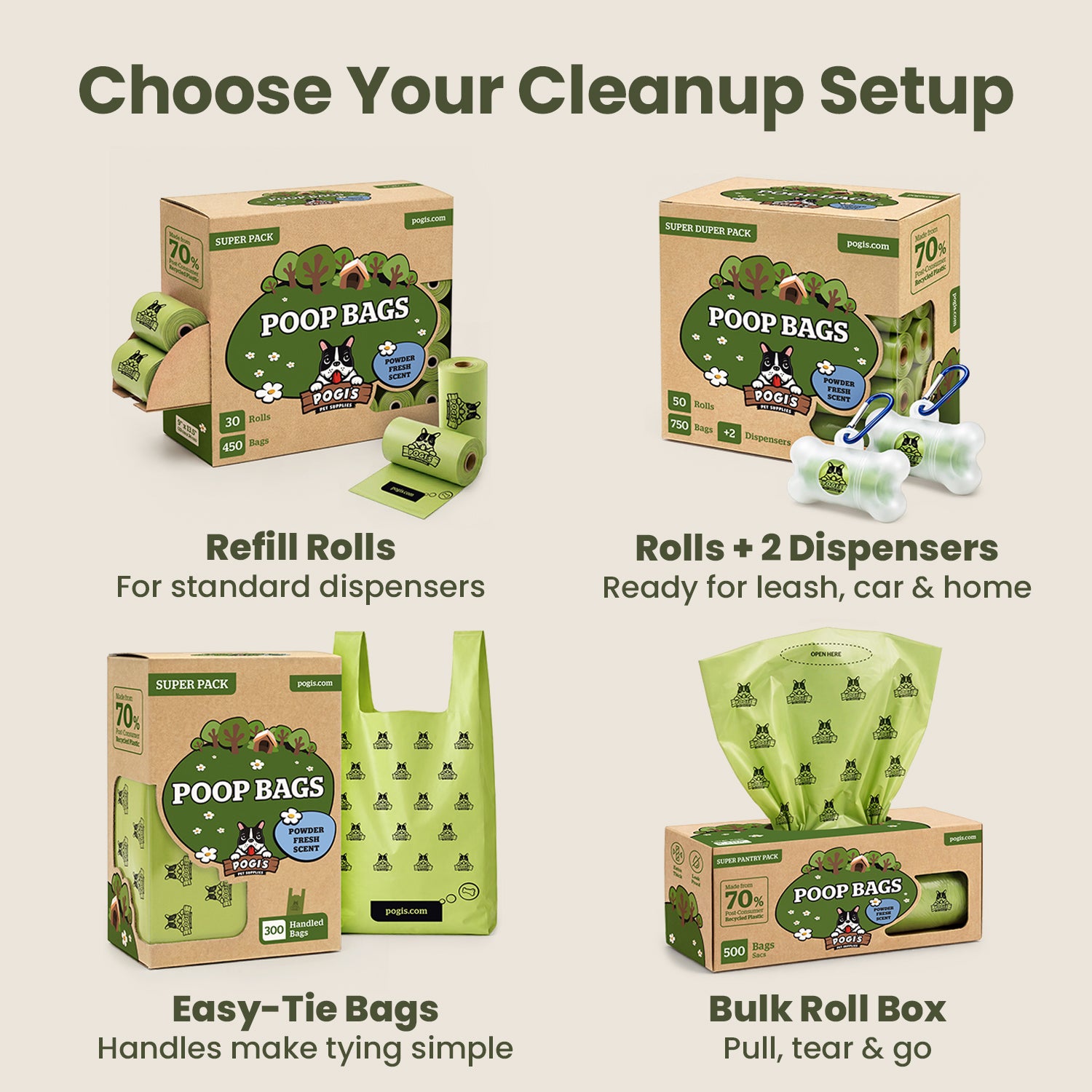 Pogi's Dog Poop Bags, extra-thick leak-proof dog waste bags